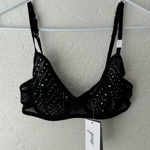 Bnwt Guess Cassie Rhinestone Balconette Bra